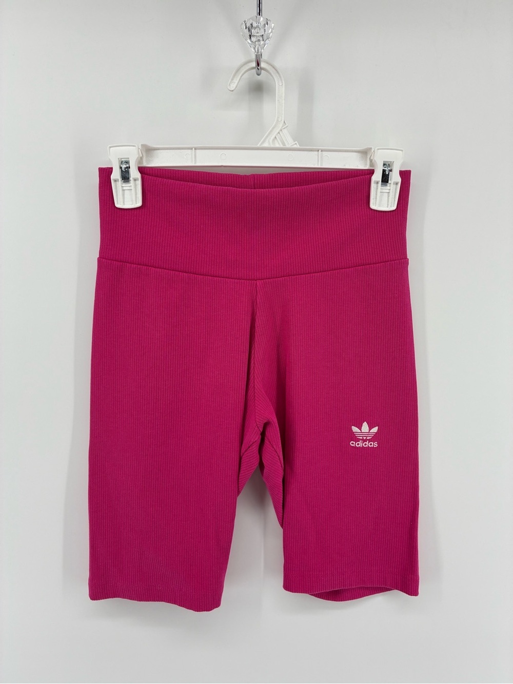 adidas Women’s High-Rise Pink Ribbed Bike Shorts